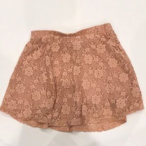 Forever 21 Peach/Nude Lace Skater Skirt